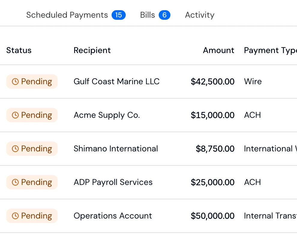 Payments product interface