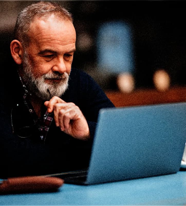 A customer reviewing financial insights on a screen.